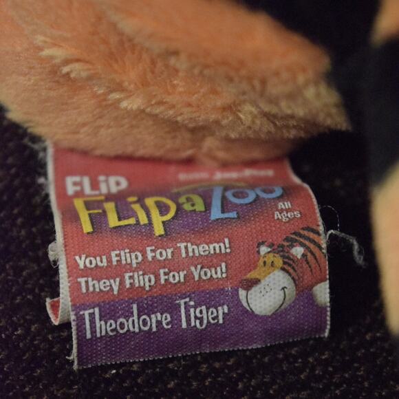 2 Flip A Zoo Plush Reversible Stuffed Animal Elephant /Tiger Safari Jungle Clean - Picture 5 of 6